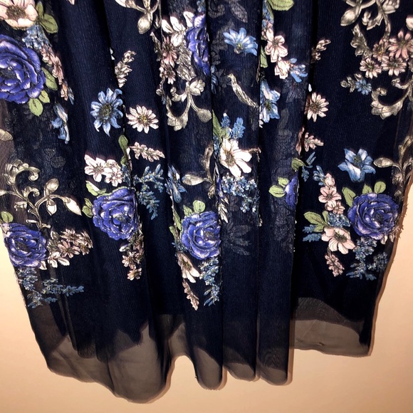 Nicole Miller Navy Blue Dress w/ Floral Design - Picture 5 of 5